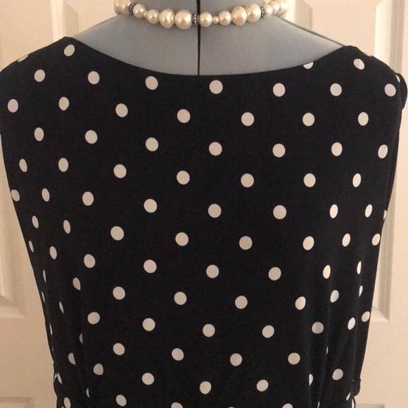 CJ Banks Navy Blue & White Polka Dot Sleeveless Dress Curves Ruched Waist Detai… - Picture 5 of 16